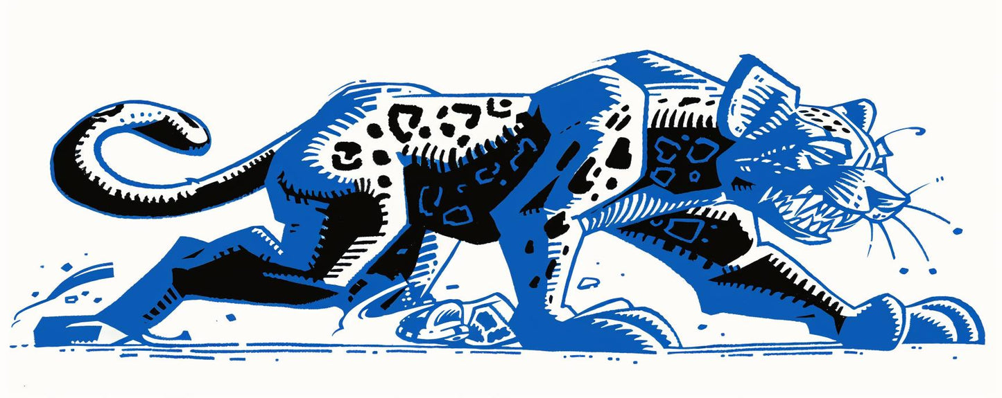 panther  leaping  blue  black  drawing  jaguar  animal  vibrant  illustration  colorful 1028299