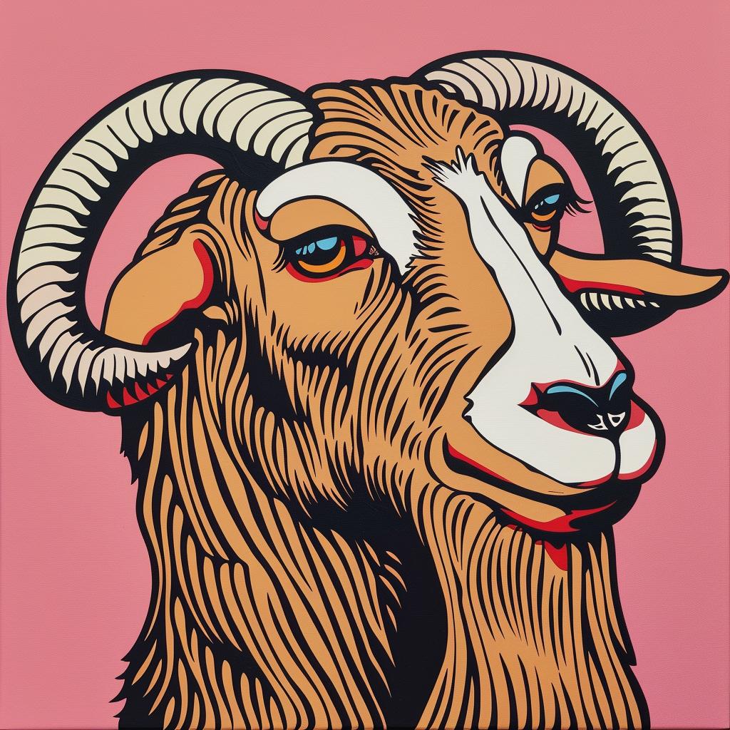 goat  horns  pink  background  painting  animal  portrait  playful  colorful  whimsical 973690