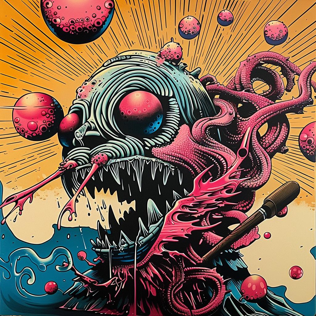 painting  colorful  monster  tentacles  vivid  whimsical  fantasy  illustration  fun  playful 947420