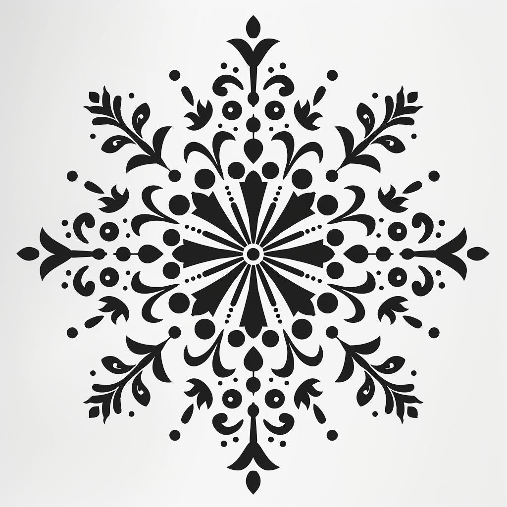 Norwegian  folk  art  snowflake  design  black  white  ornament  symmetrical  minimalist 938415