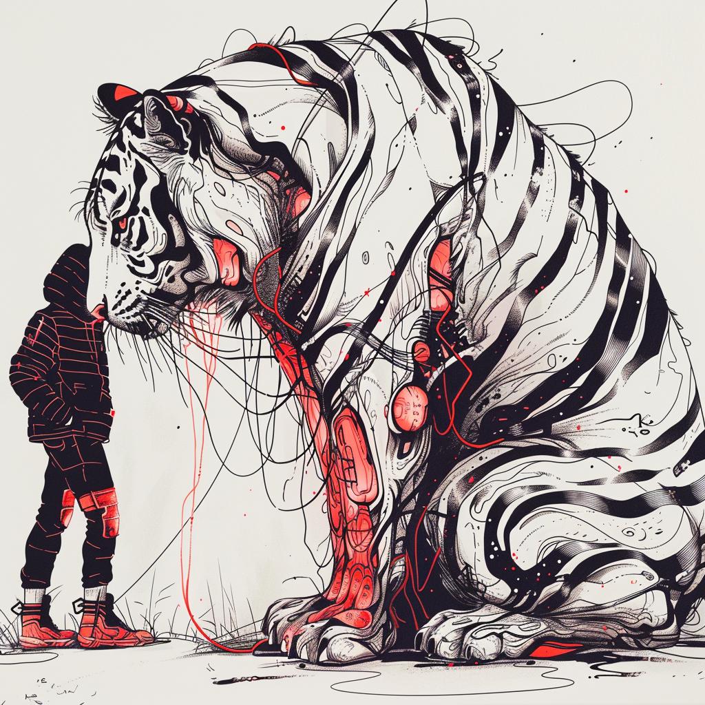surreal  tigers  ominous  occult  drawing  person  animal  attack  vivid  dynamic 939452
