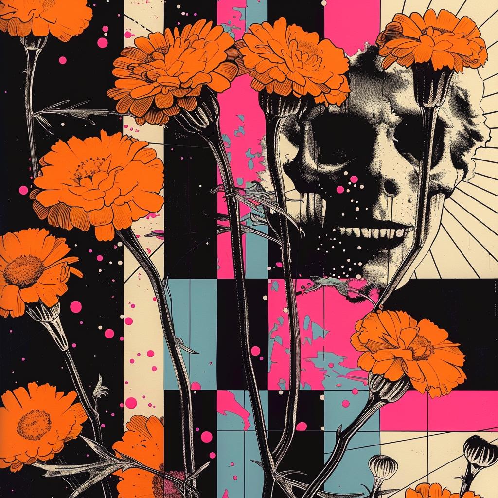 marigolds  perspective  dark  nighttime  horizon  arctic  flowers  sky  colorful  Jean 1021091