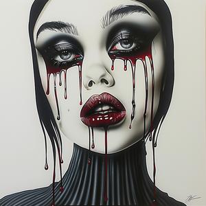 woman  blood  dripping  portrait  painting  dramatic  emotional  intense  dark  expression 1073227