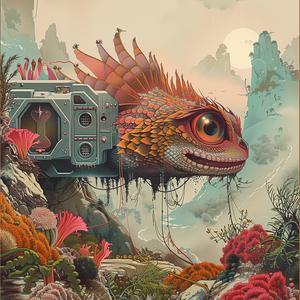 fish  camera  painting  chromolithography  colorful  art  underwater  ocean  unique  creative 1059352