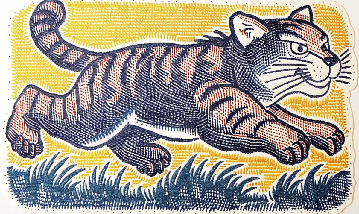 patch  tiger  leaping  carnival  grass  yellow  background  minimal  design  streetwear 961071