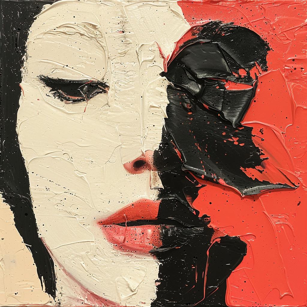 1980s  album  cover  woman  red  black  impasto  palette  knife  imperfect 941683