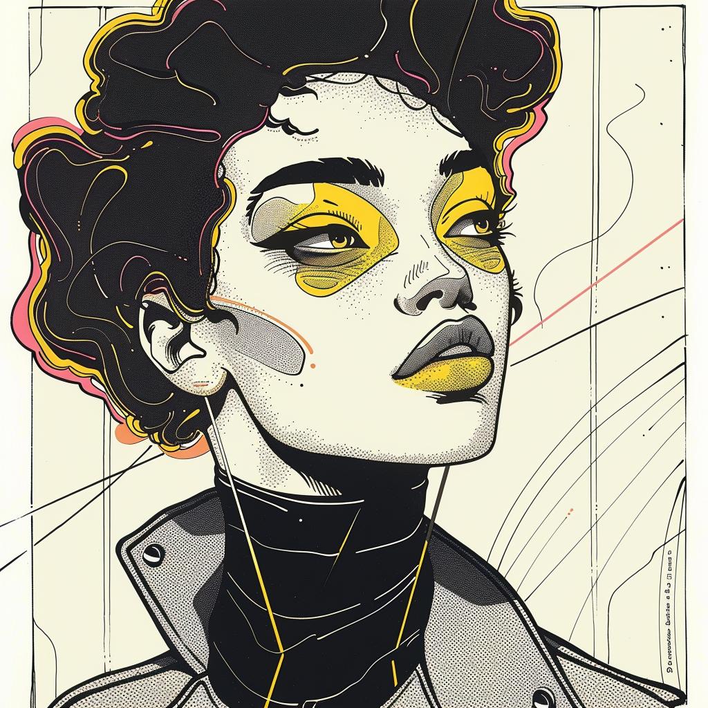 Pop  Art  female  afro  Patrick  Nagel  colorful  portrait  yellow  graphic 938160