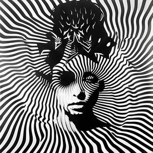 black  white  woman  zigzag  pattern  print  monochrome  negative  risograph  psychic 1071017