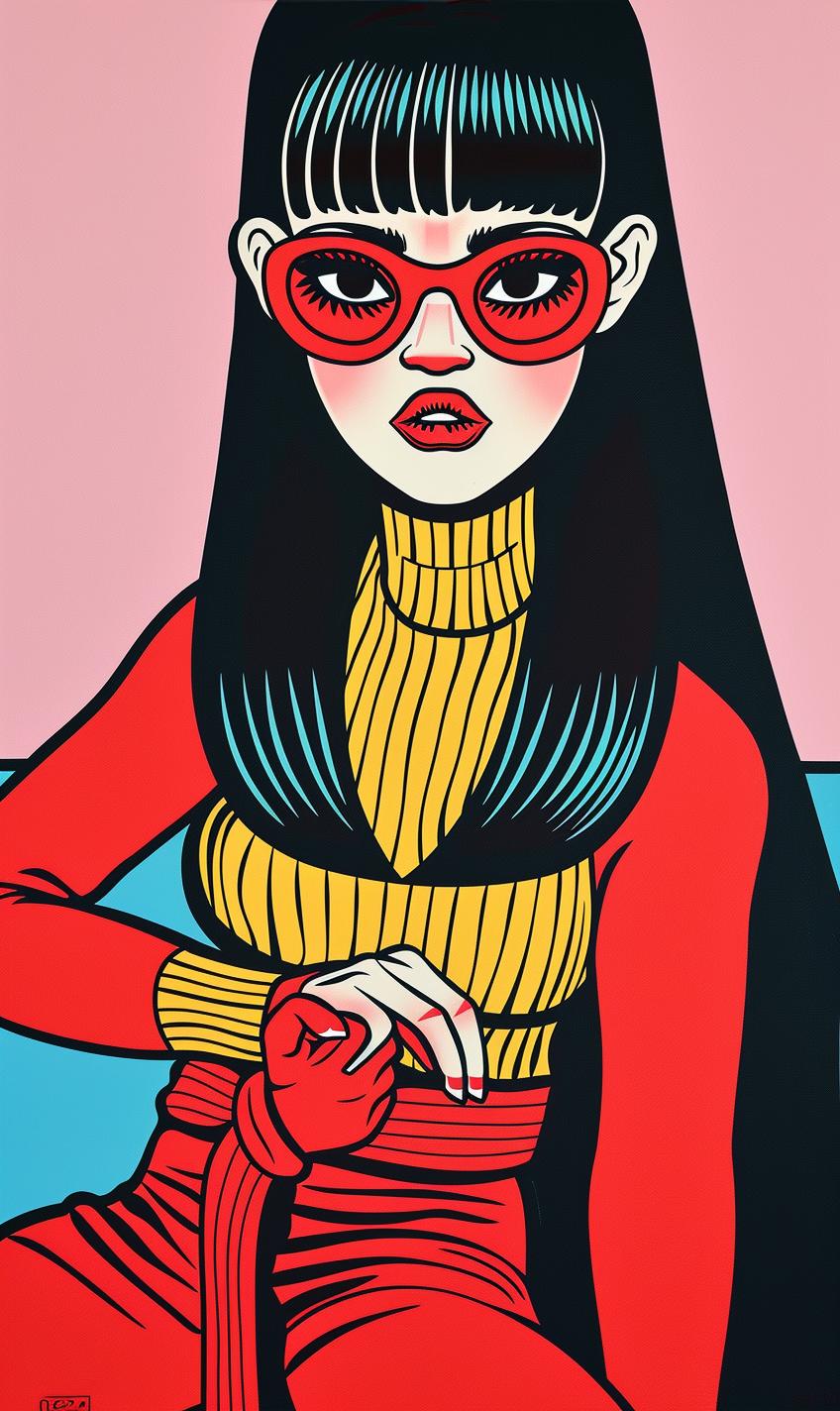 woman  karate  pop  art  illustration  glasses  character  pose  colorful  style 943749