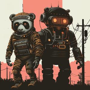 robots  panda  costumes  surreal  album  cover  symbolist  hyper-realistic  screenprinting  creative 1077891