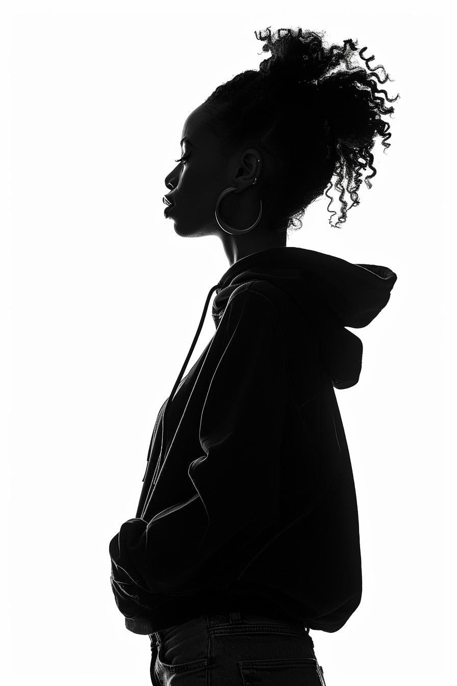 woman  silhouette  streetwear  African-American  hoodie  afro  vector  minimalism  white  background 954229