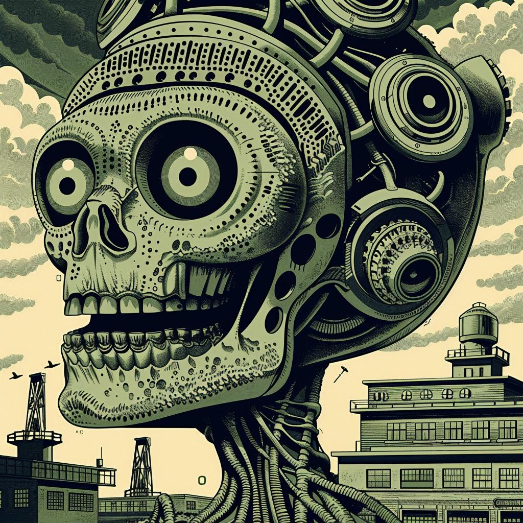 skull  monster  horror  futuristic  illustration  dark  creepy  dystopian  graphic  art 945428