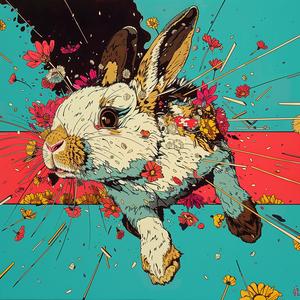 rabbit  flowers  nature  whimsical  playful  cute  illustrative  colorful  creative  fantasy 1072307