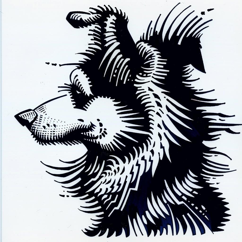 border  collie  black  white  drawing  dog  canine  illustration  pet  art 1028171