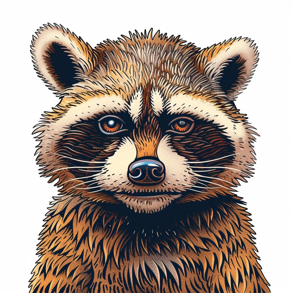 raccoon  sitting  white  background  animal  cute  art  whimsical  nature  portrait 962482