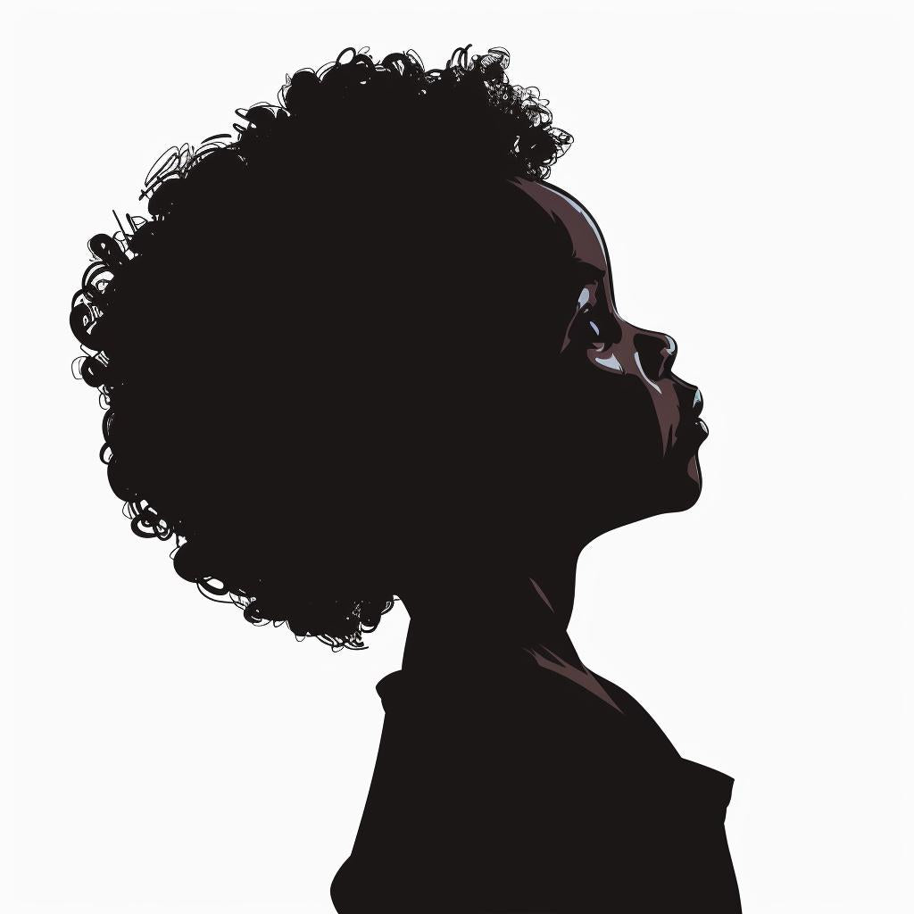 silhouette  child  two-year-old  girl  profile  curly  hair  white  background  vector 954013