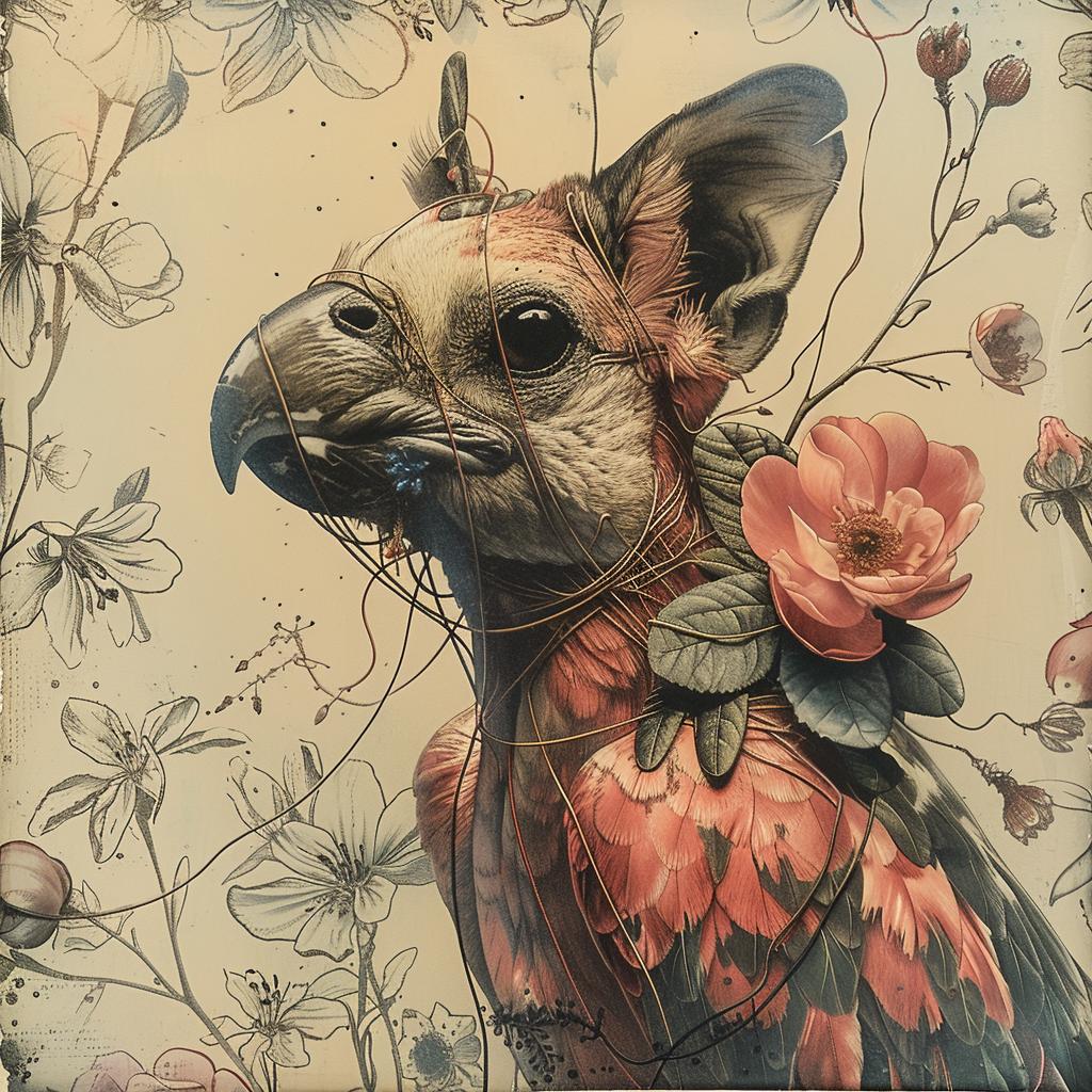 bird  flowers  painting  colorful  nature  chromolithography  artwork  whimsical  joyful  vibrant 1028731