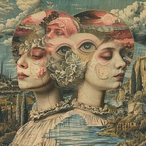 surreal  album  cover  women  clouds  symbolist  hyper-realistic  Risograph  dreamy  abstract 1079372