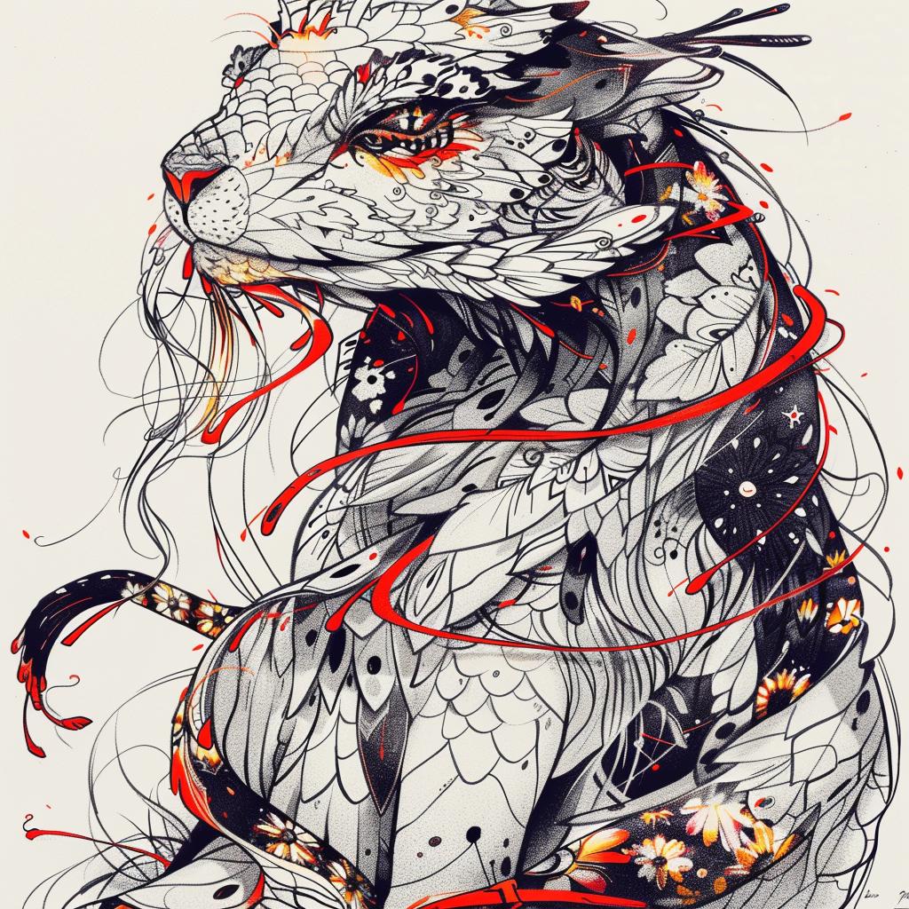 mythical  creature  hybrid  cat  flowers  leaves  fantastical  unique  nature  imaginative 952908