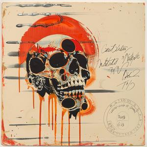 skull  red  orange  encaustic  painting  art  style  todd  mcfarlane  texture 1067545
