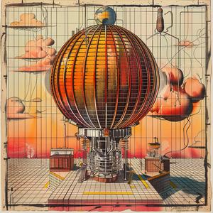 retrofuturism  illustration  hot-air-balloon  colorful  high-detail  vector  isolated  design  creative  playful 1037190