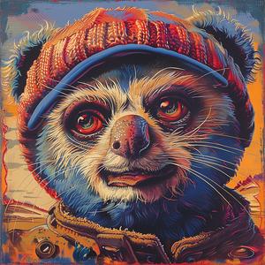 panda  hat  painting  cute  animal  whimsical  art  illustration  colorful  design 1079974