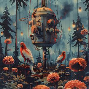 forest  flowers  birds  nature  painting  chromolithography  vibrant  scenery  colors  landscape 1060147