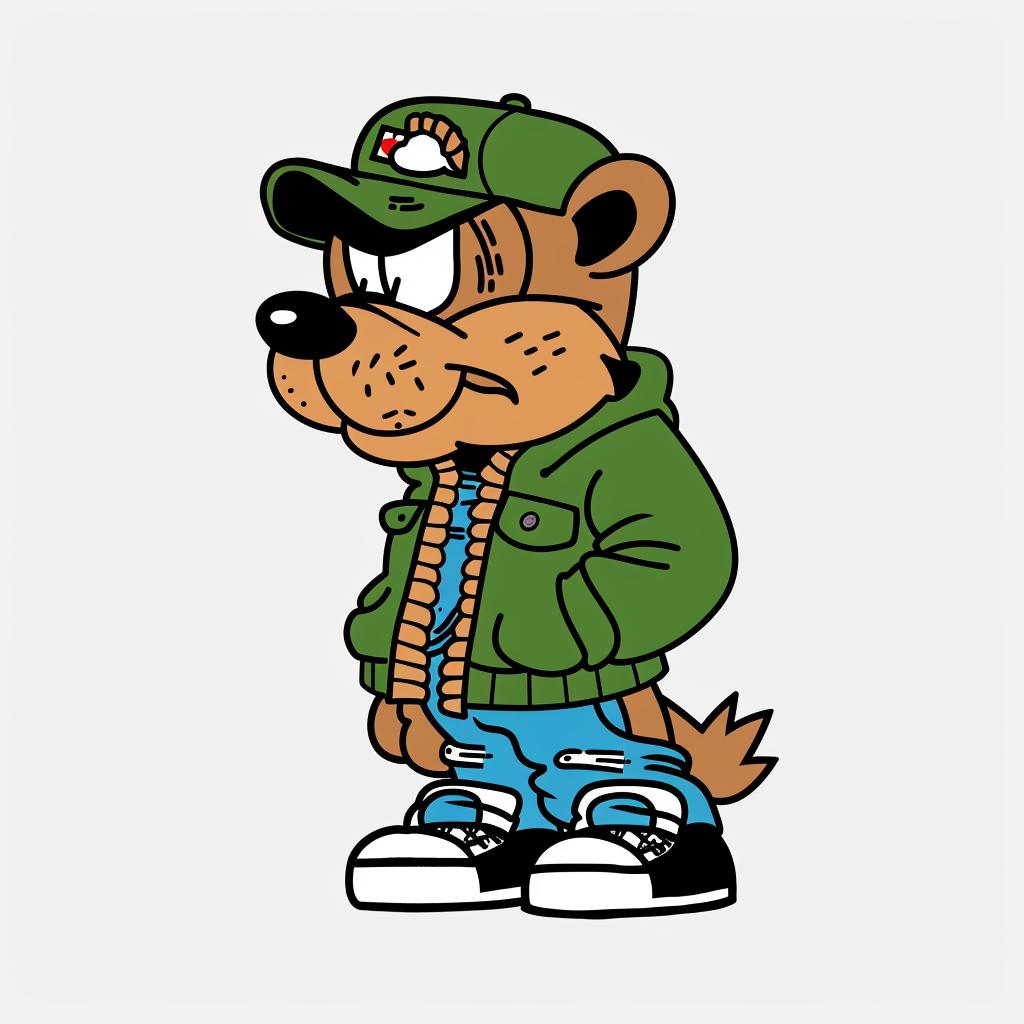 aggressive  cartoon  bear  jacket  hat  street  culture  minimal  brown  green 958912