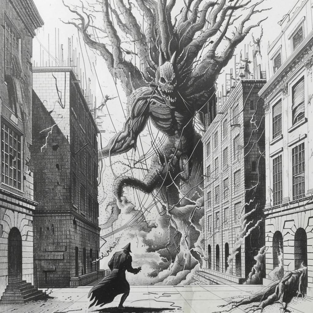 man  drawing  city  tree  horror  artwork  situation  urban  surreal  landscape 949205