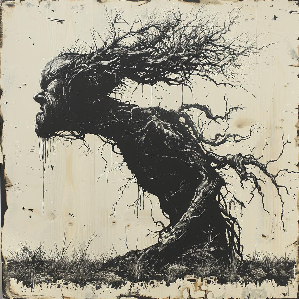 surreal  album  cover  DALeast  screenprinting  tree  roots  black  white  creative 960377