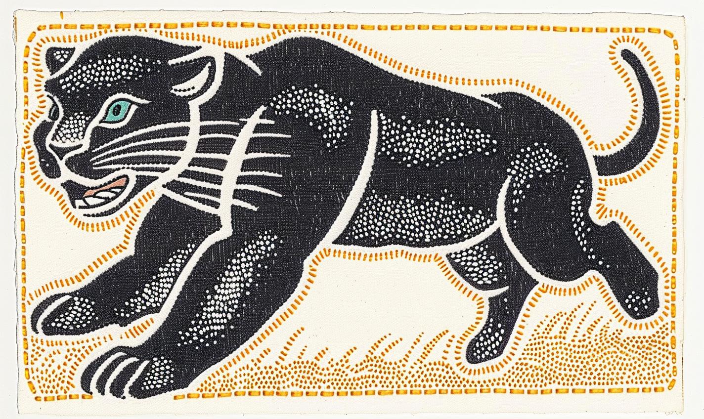 patch  stitching  chenille  tiger  black  yellow  leaping  minimal  white  background 961078