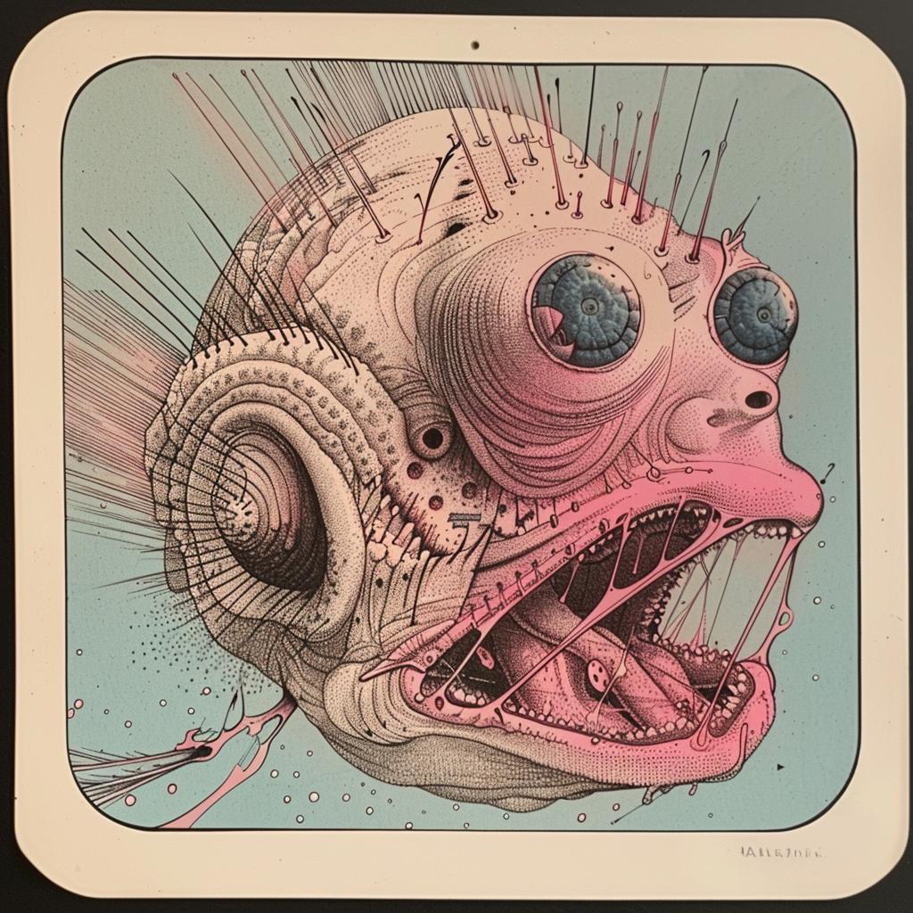 sticker  fish  head  design  art  pink  blue  creative  1917  weird 947159