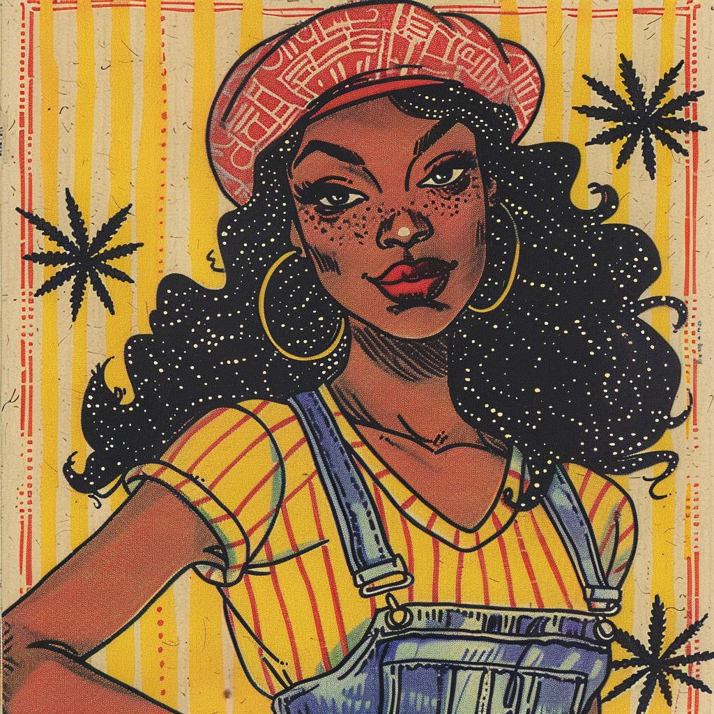 drawing  woman  cannabis  marijuana  overalls  hat  portrait  colorful  packaging  modern 917138