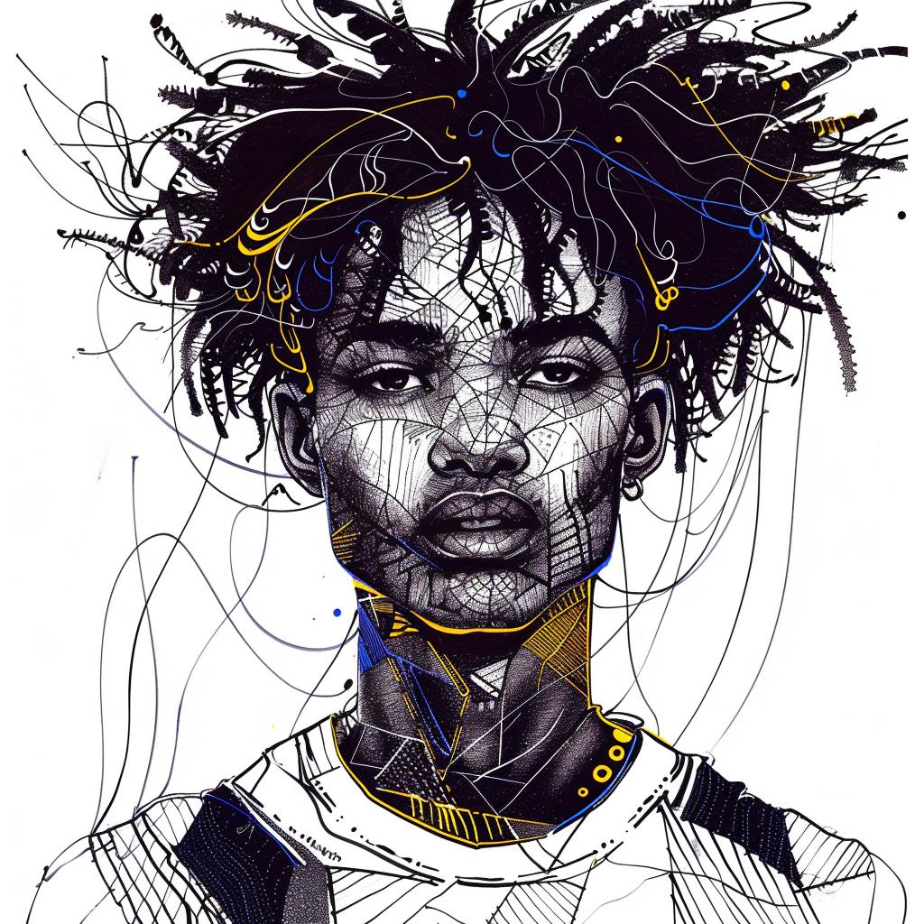 Pop  Art  African-American  man  dreadlocks  drawing  white  background  portrait  style 937919