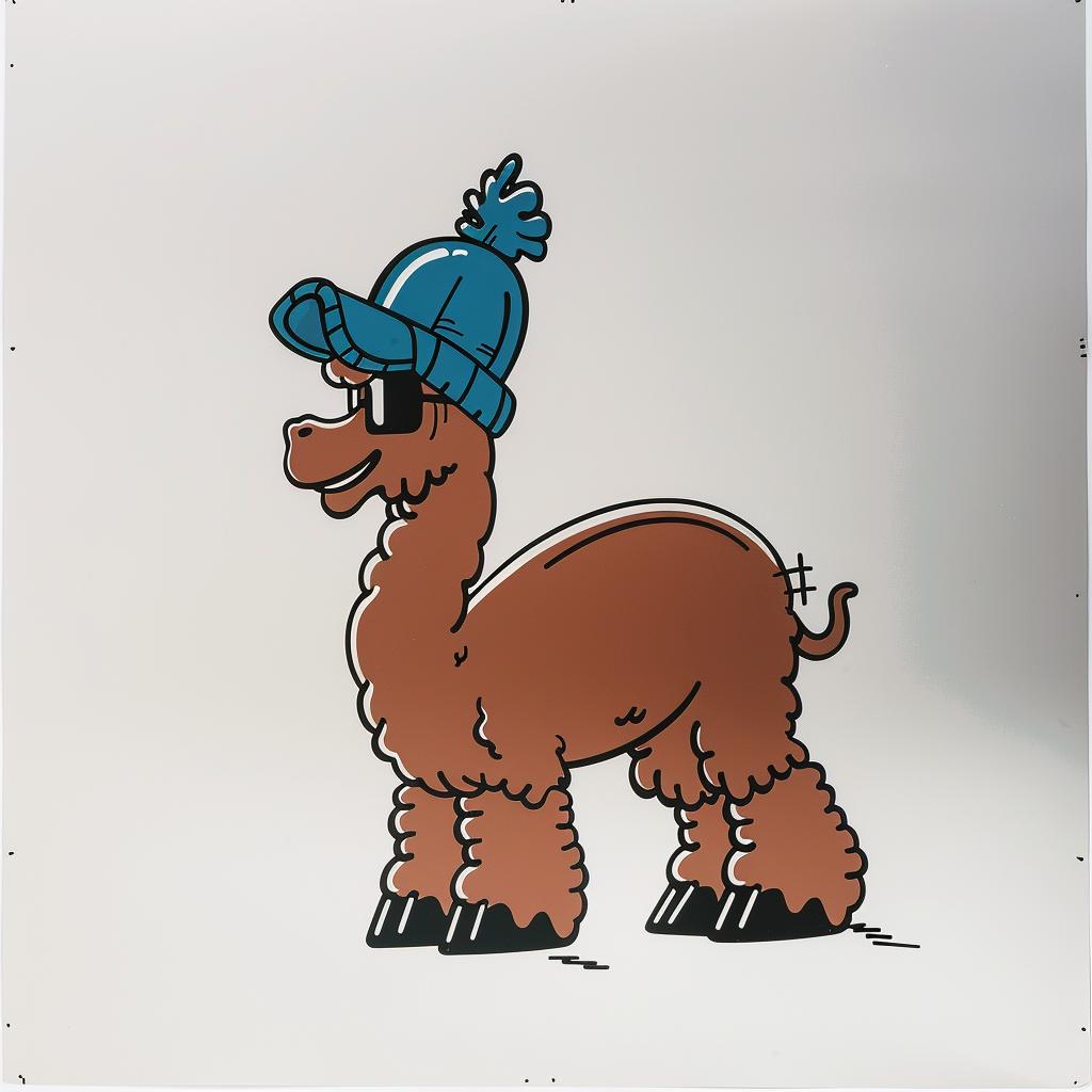 anthropomorphic  llama  aggressive  streetwise  cartoon  blue hat  minimal  street culture  simple  knit cap 958820