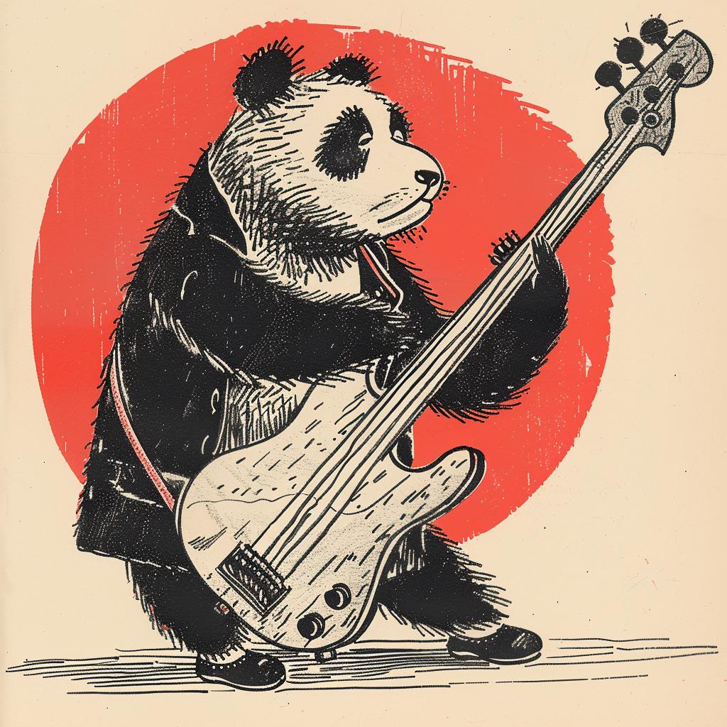 panda  bass  guitar  anthropomorphic  Moebius  illustration  art  music  illustration  character 923054