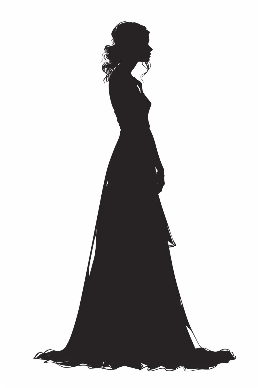 silhouette  woman  dress  white  background  vector  front-view  graphic  svg  art 954734