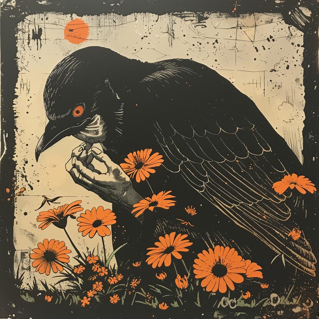 provocative  art  crow  flowers  sunflowers  dark  naturalistic  spiritual  occult  introspective 928914
