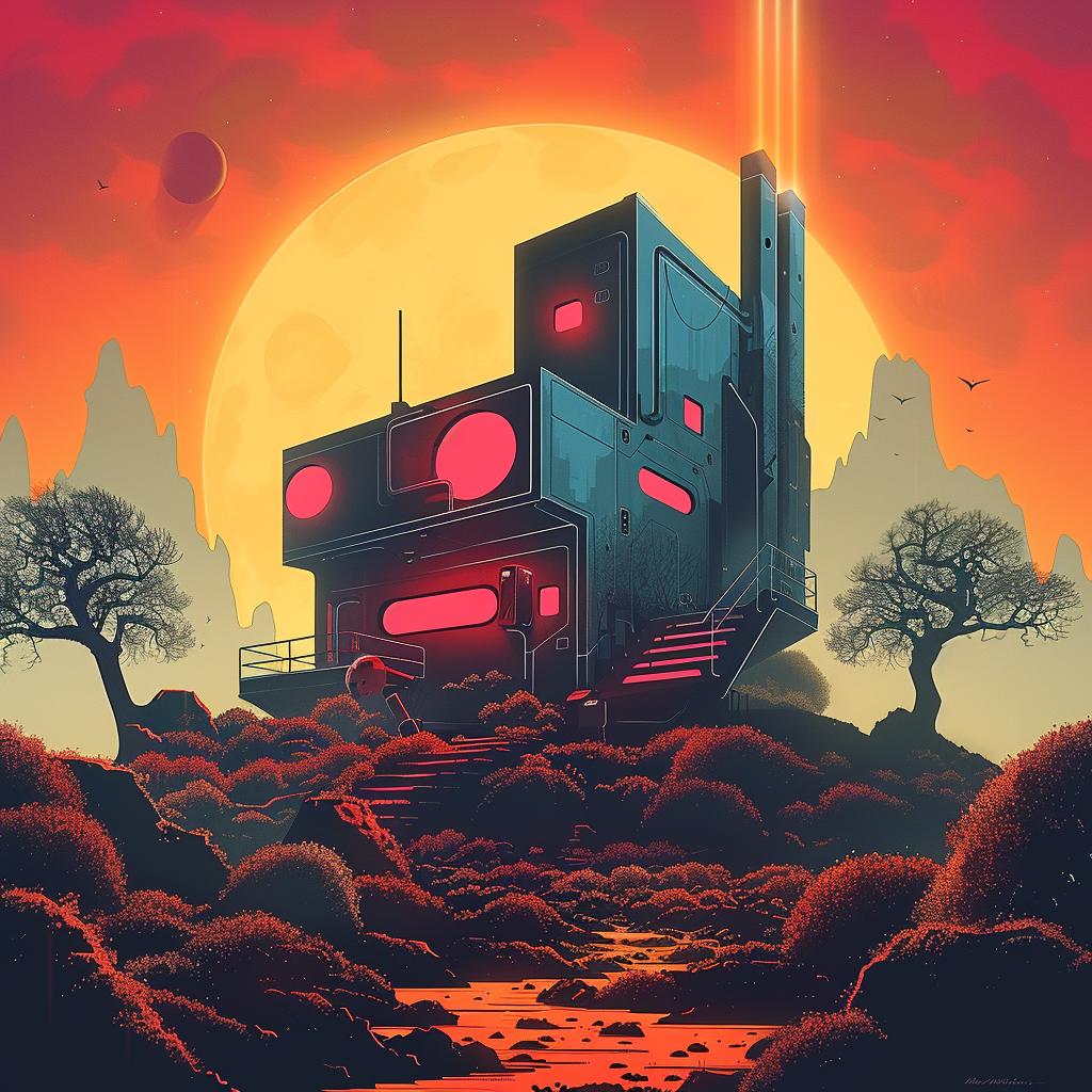alien  house  desert  sun  surreal  futuristic  sci-fi  digital  landscape  art 967918