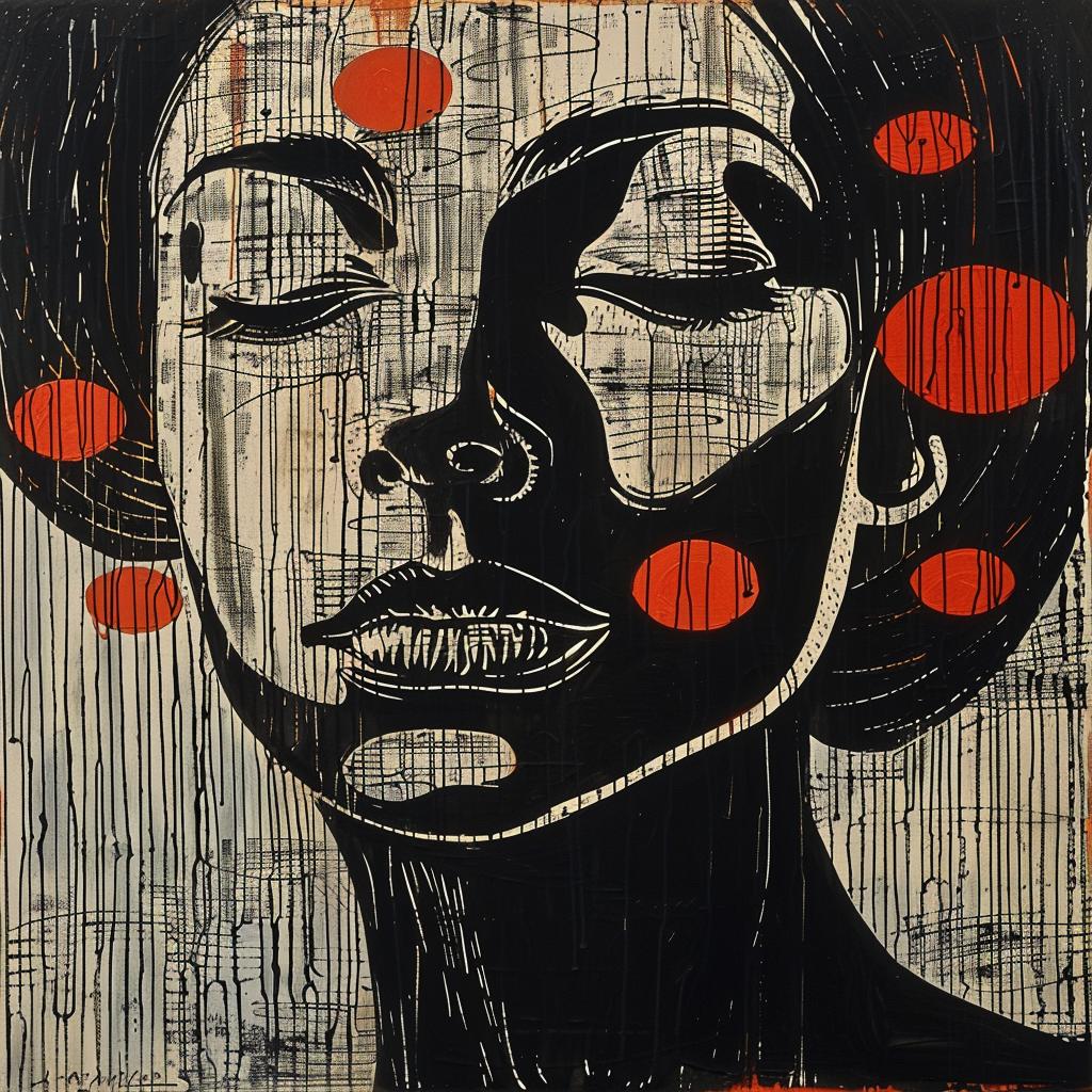 woman  dots  red  abstract  portrait  face  expression  artistic  color  contemporary 928197