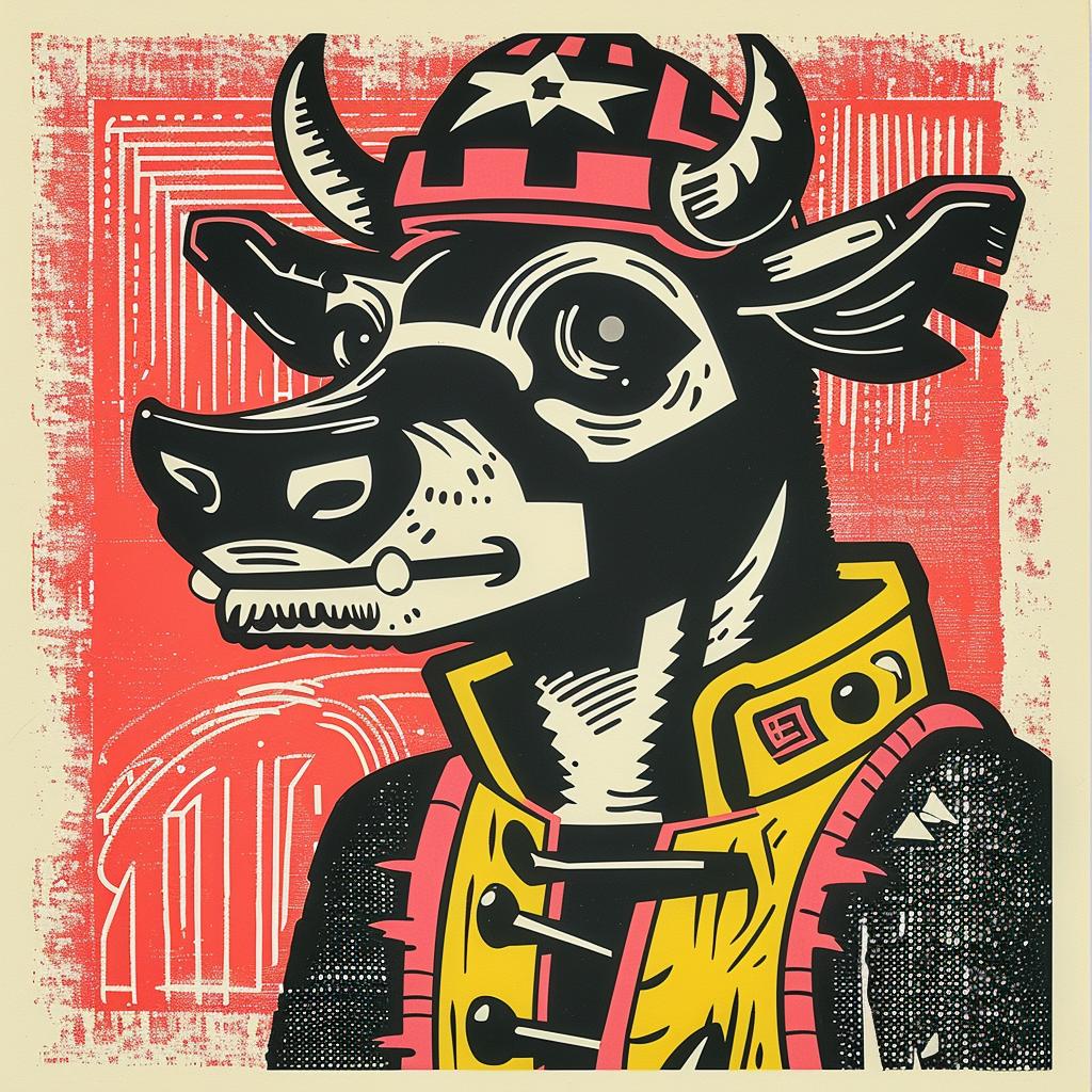 cow  streetwise  animal  urban  minimal  poster  culture  hat  stylized  graphic 957848