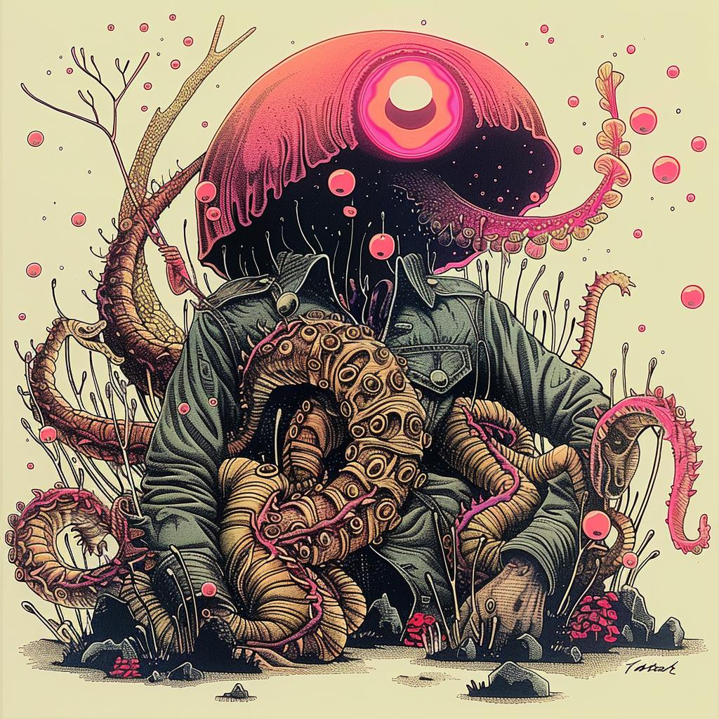 octopus  man  head  tentacles  illustration  weird  surreal  Japanese  art  character 946876