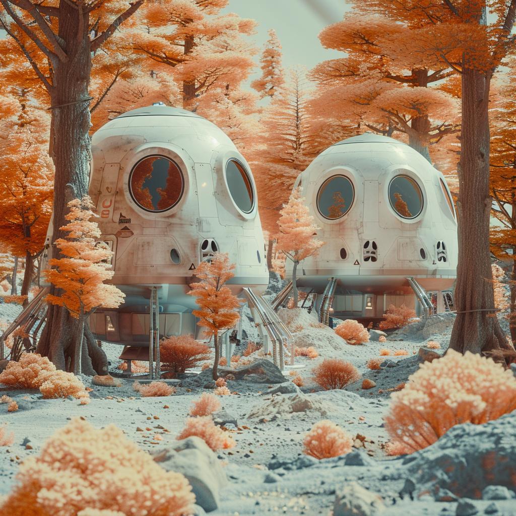 virtual  space  station  Mars  dreamy  infrared  spaceships  woods  sci-fi  landscape 1016906