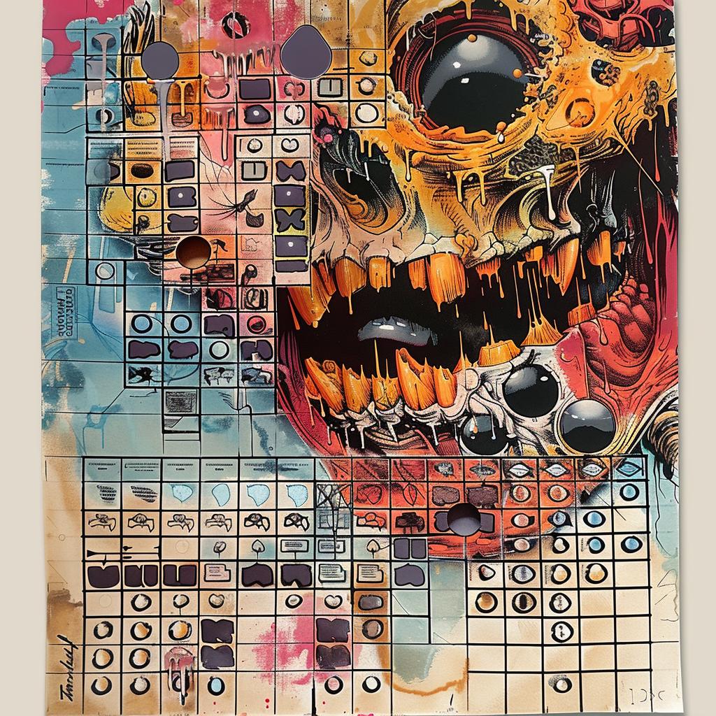 skull  chess  board  painting  surreal  collage  Nychos  creative  colorful  artwork 960215