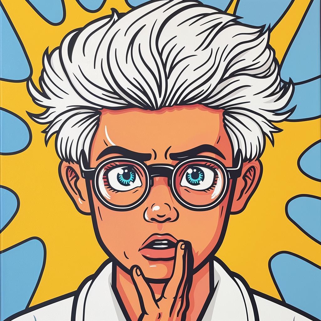 Scientist  Man  Illustration  Pop  Art  Glasses  White  Hair  Goofy  Caucasian 1022160