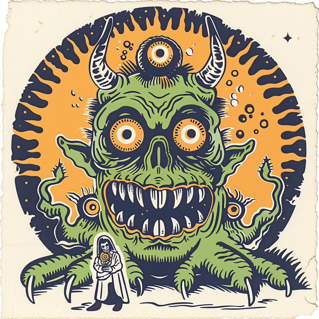 album  cover  collage  monster  hyper-realistic  screenprinting  surreal  detailed  artistic  creativity 942102