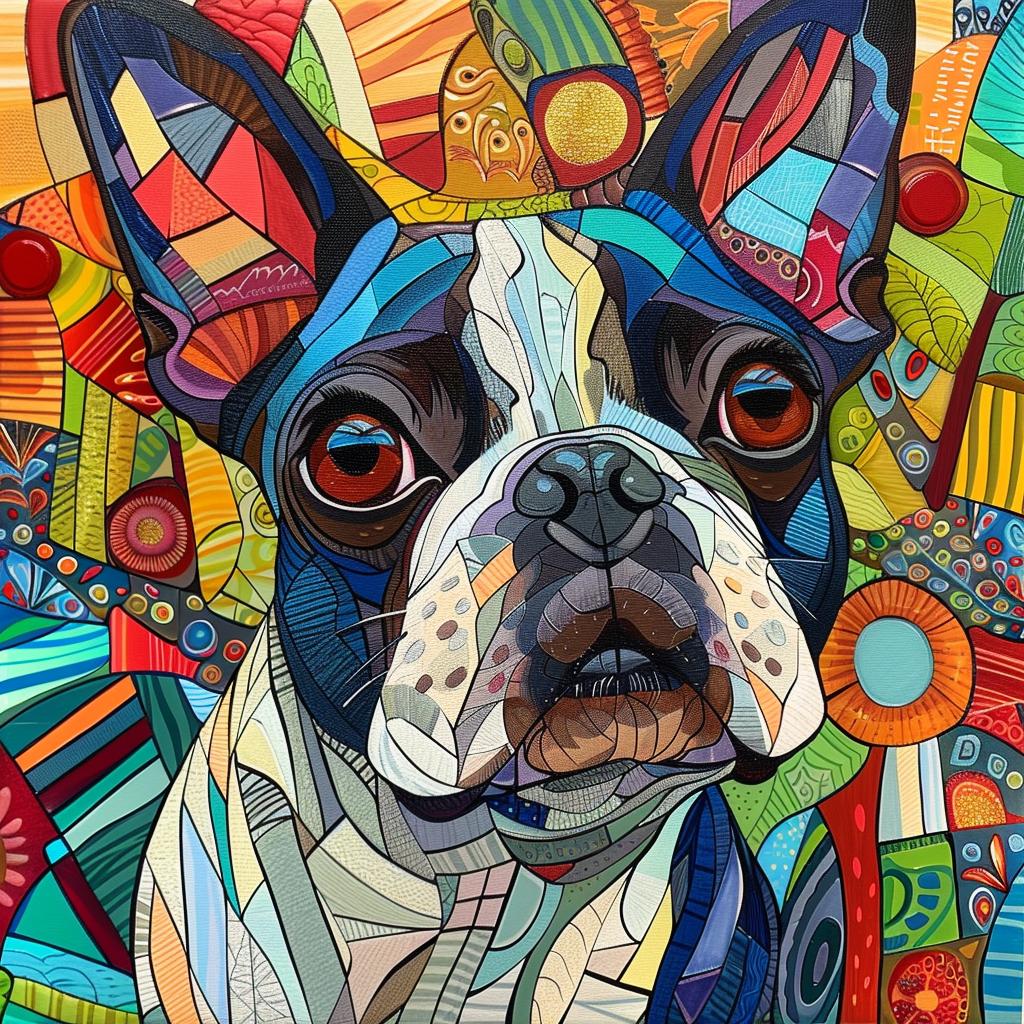 boston  terrier  colorful  patterns  dog  painting  artistic  vivid  canine  pet 938589