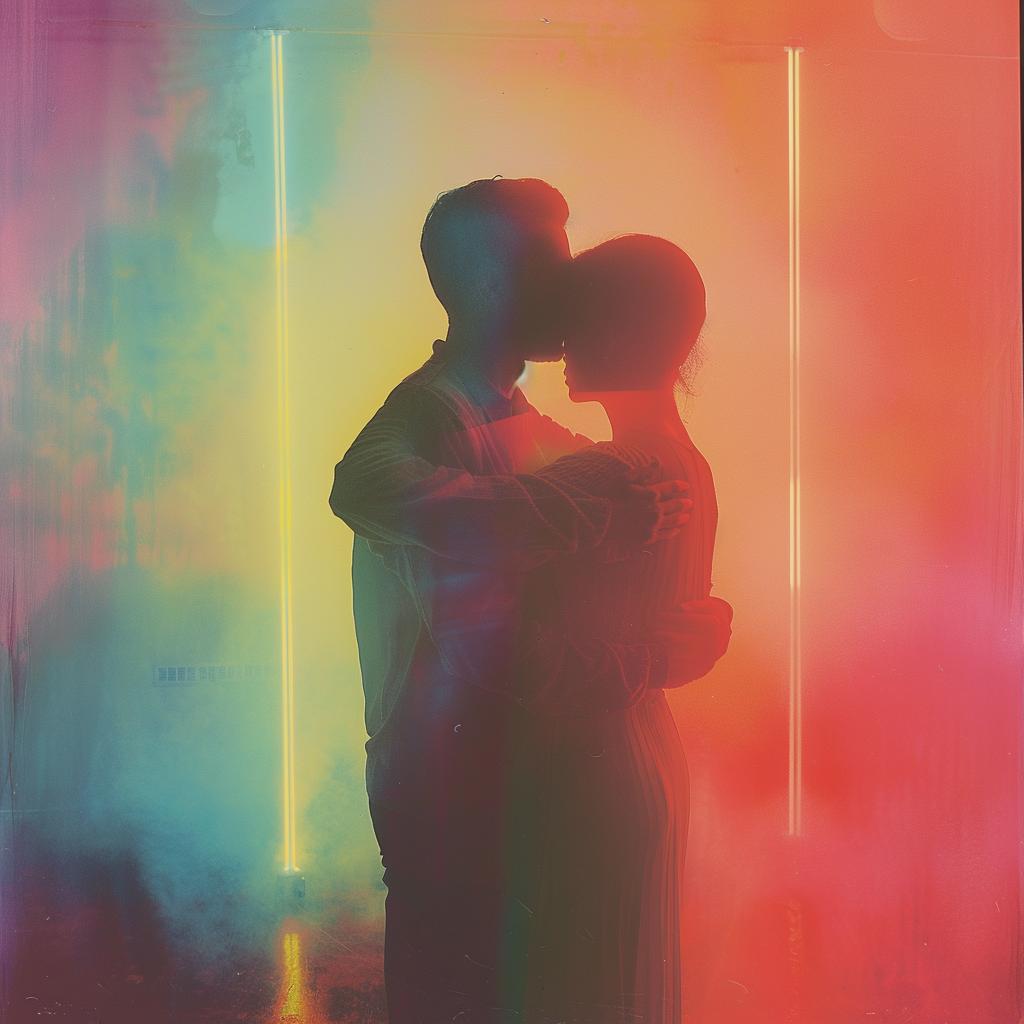 surreal  album  cover  neon  lights  couple  embrace  art  creative  colorful 976340