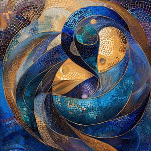 Art Nouveau  Surrealism  pointillism  gold  indigo  teal  mystical  abstract  swirl  vibrant 1077240