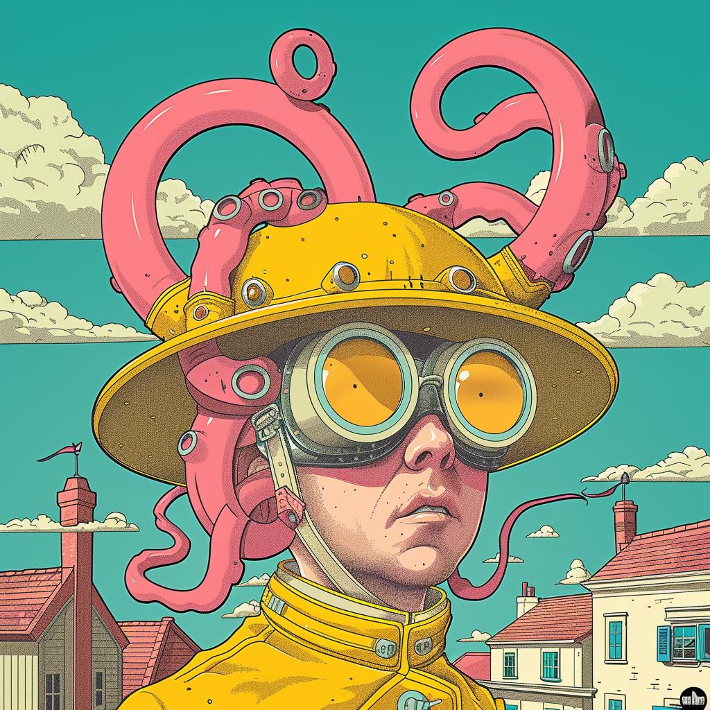 cartoon  octopus  character  hat  goggles  humorous  playful  unusual  whimsical  stylized 923727